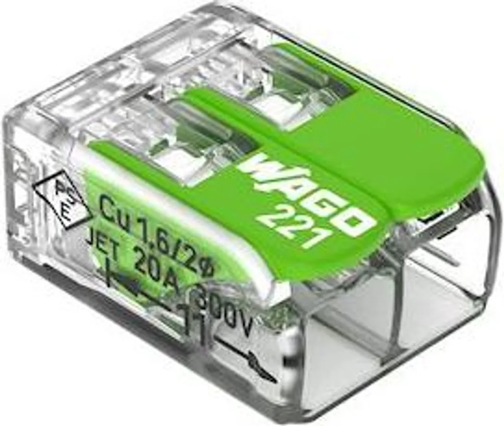 Borne Wago de raccordement électrique sans vis pour 2 câbles