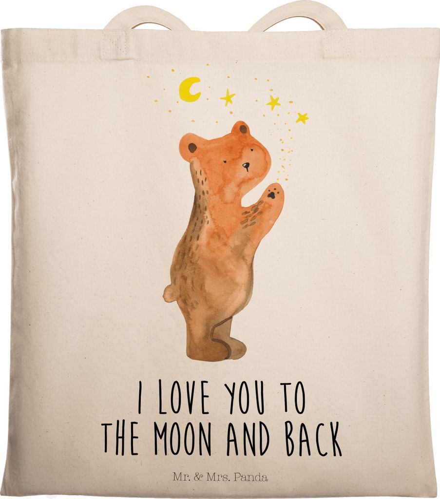 Mr. & Mrs. Panda canvas tasche Verliebter Bär - Transparent - Geschenk, Spruch, Verliebte, To The Moon And Back, Einkaufstasche, Schultasche, Jute...