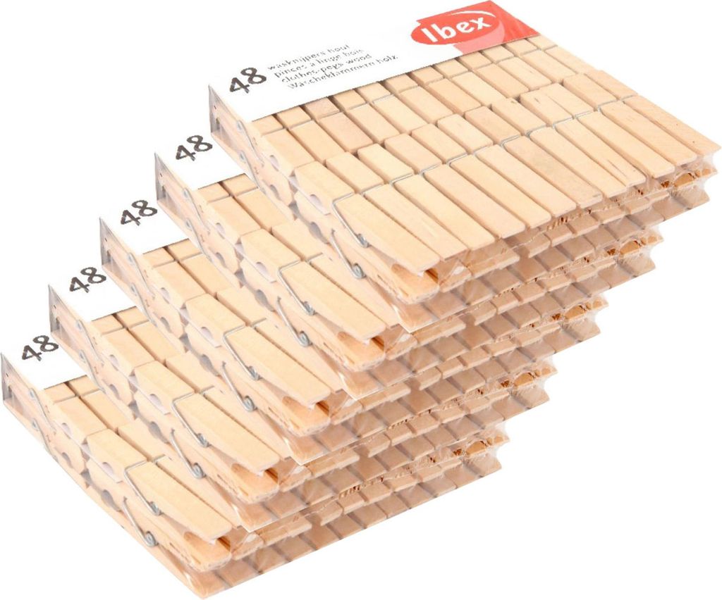 Ibex Wäscheklammern Holz 5er-Pack mit 48 Stück