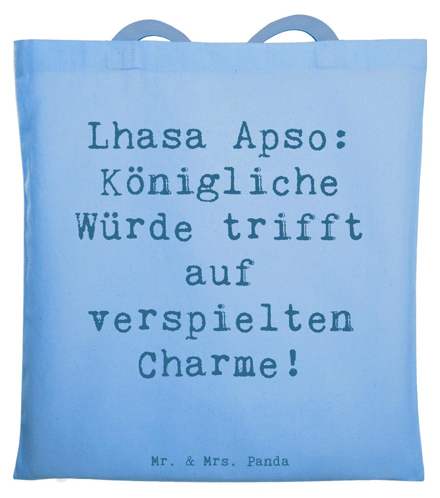 Mr. & Mrs. Panda Jutebeutel Spruch Lhasa Apso Charme - Sky Blue - Geschenk, Hunderassen Charakter, Shopping Tasche, Tote Bag, pflegeleichter Hund, ...