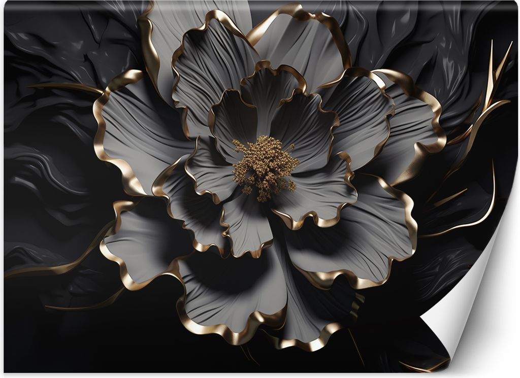 Vlies fototapete Dunkle Lotosblume 300x210 cm Feeby Gold inkl. Kleber einfache Montage