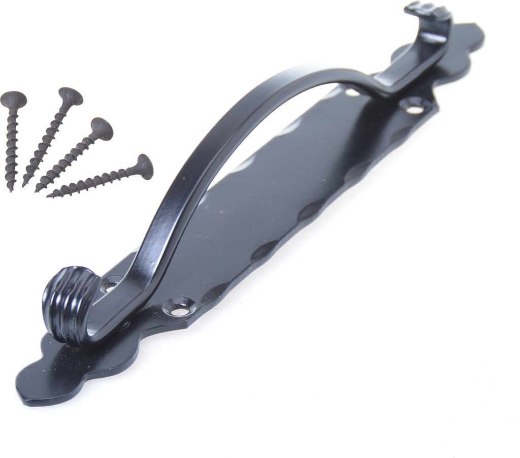 Aqbau Handgriff Schmiedeeisen Türgriff Türklinke Torgriff Anschraubgriff 29cm - Schwarz