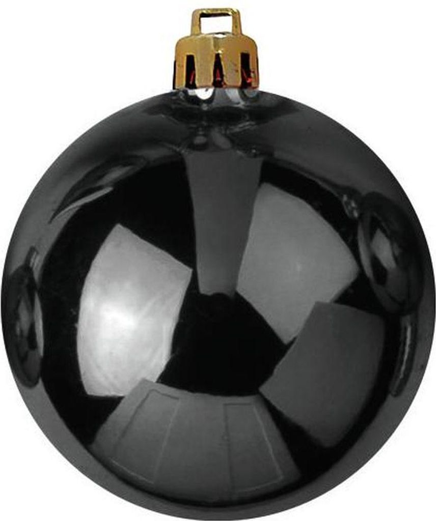 INNA-Glas Weihnachtskugel Teodora, 4 Stück, glänzend schwarz, Ø10cm - christbaumkugel