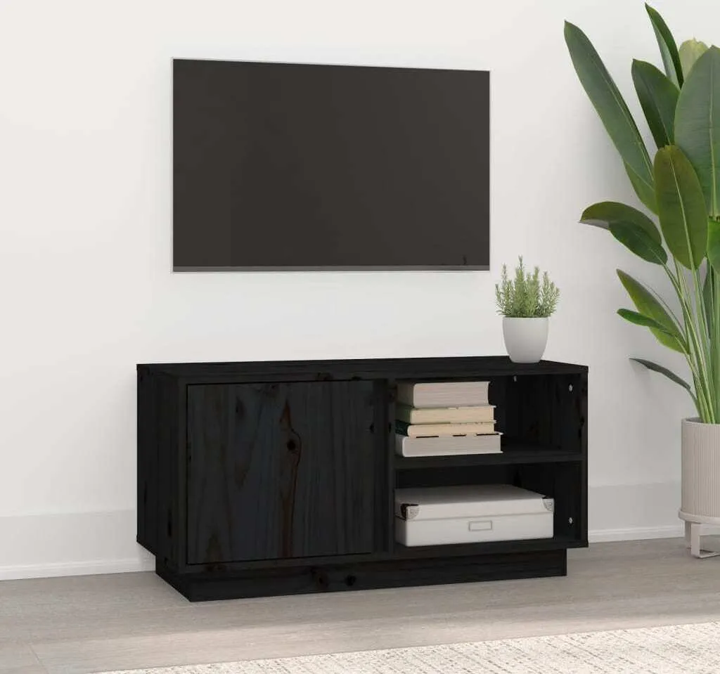 Maison Exclusive - Mobile TV nero 80x35x40,5 cm in legno massello di pino