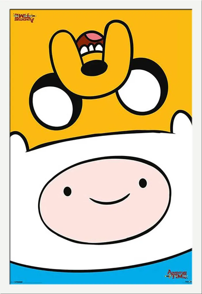 Affiche Adventure Time encadrée cadre blanc Shinsuke vitre en acrylique