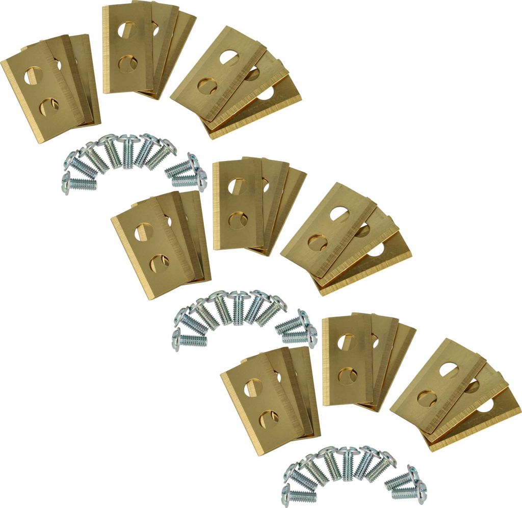 vhbw 27x Ersatz-Messer kompatibel mit Worx Landroid S500i, M WR143E, S S300, M WR153E Rasenmäher - Ersatzklinge Gold, Stahl (Titanbeschichtung)