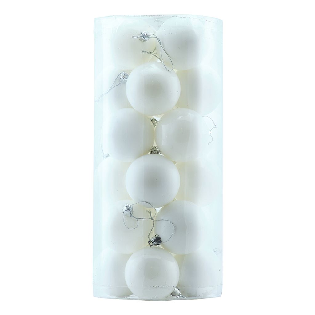 Plastové koule, prům. 6 cm, bílé, 12 x lesklá, 12 x matná Obrázek produktu 1