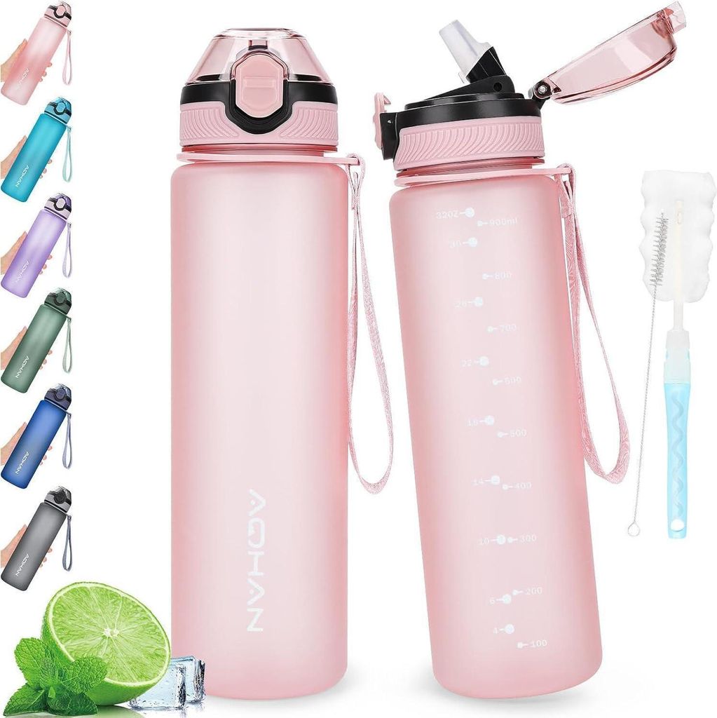 AOHAN Trinkflasche 1L mit auslaufsicherem Klappdeckel und Produktbild 