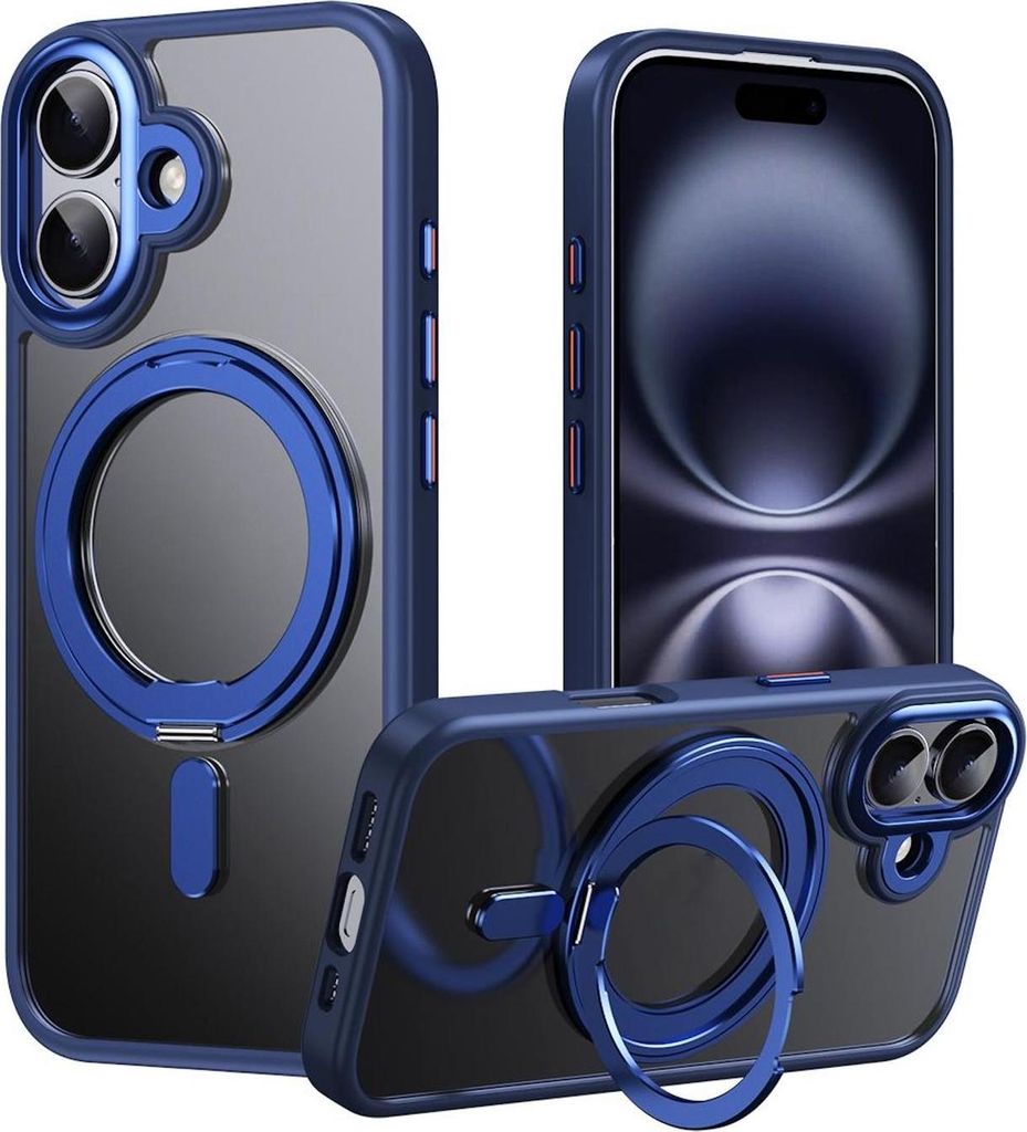 Für Apple iPhone 17 Frosted 360 Grad Ring MagSafe TPU + PC Schutz Hülle Blau