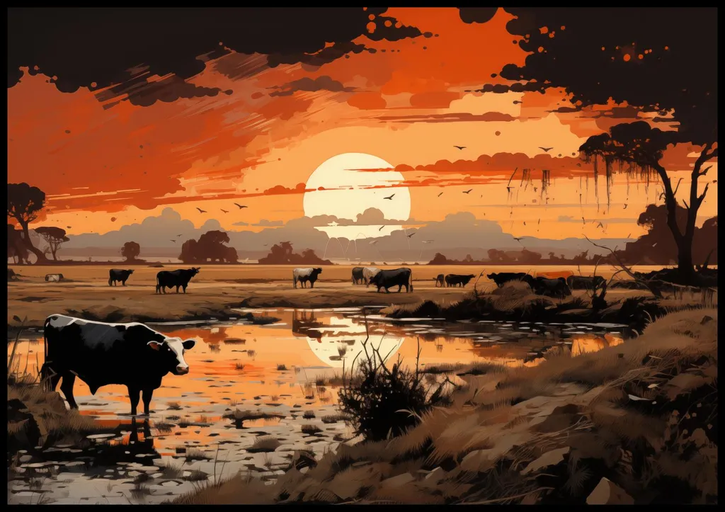 Affiche murale grand format Mélodie pastorale du soir déco XXL