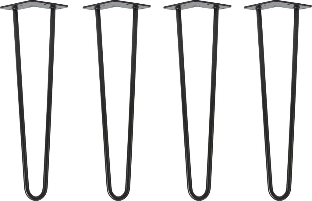 Natural Goods Berlin HAIRPIN Legs, Haarnadelbeine, Möbelfüße, Tischbeine, Schwarz, 40 cm, 2 Streben, 4 Stück