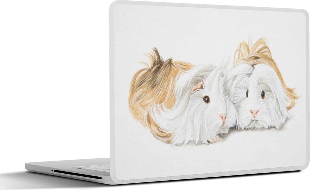 MuchoWow Laptop Aufkleber Sticker Cover Eine Illustration von langhaarigen Meerschweinchen 30x21 cm - Sticker für Laptop - Selbstklebend
