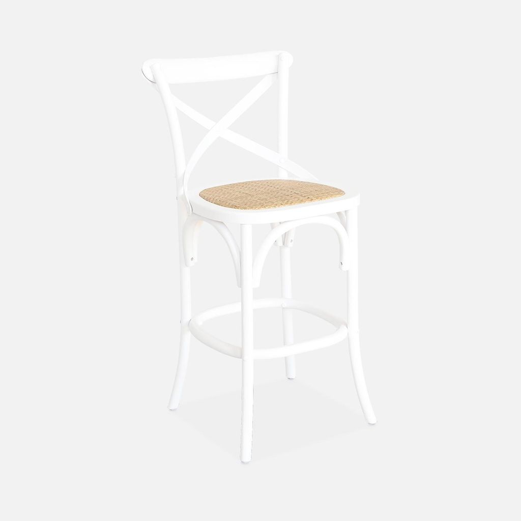 Sgabello da bar bistrot in legno vintage, Bianco Immagine del prodotto 
