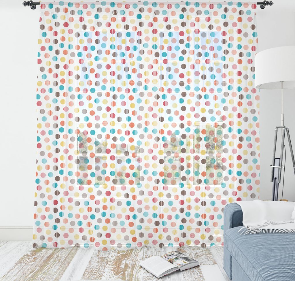 ABAKUHAUS Punktmuster Wandteppich, Bunte Punkte auf einer Ebene Hintergrund, Wohnzimmer Schlafzimmer seidiges Satin Wandtuch, 135 cm x 274 cm, Mehr...