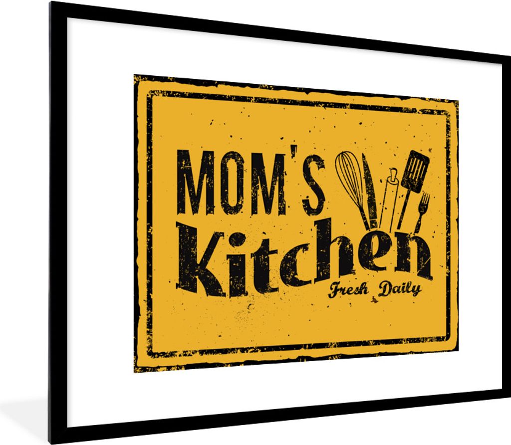 MuchoWow Gerahmtes Poster Küche - Mutter - Küchenutensilien 80x60 cm - Poster mit Schwarzem Bilderrahmen Wandposter Rahmen Foto Bilder - Schlaf...