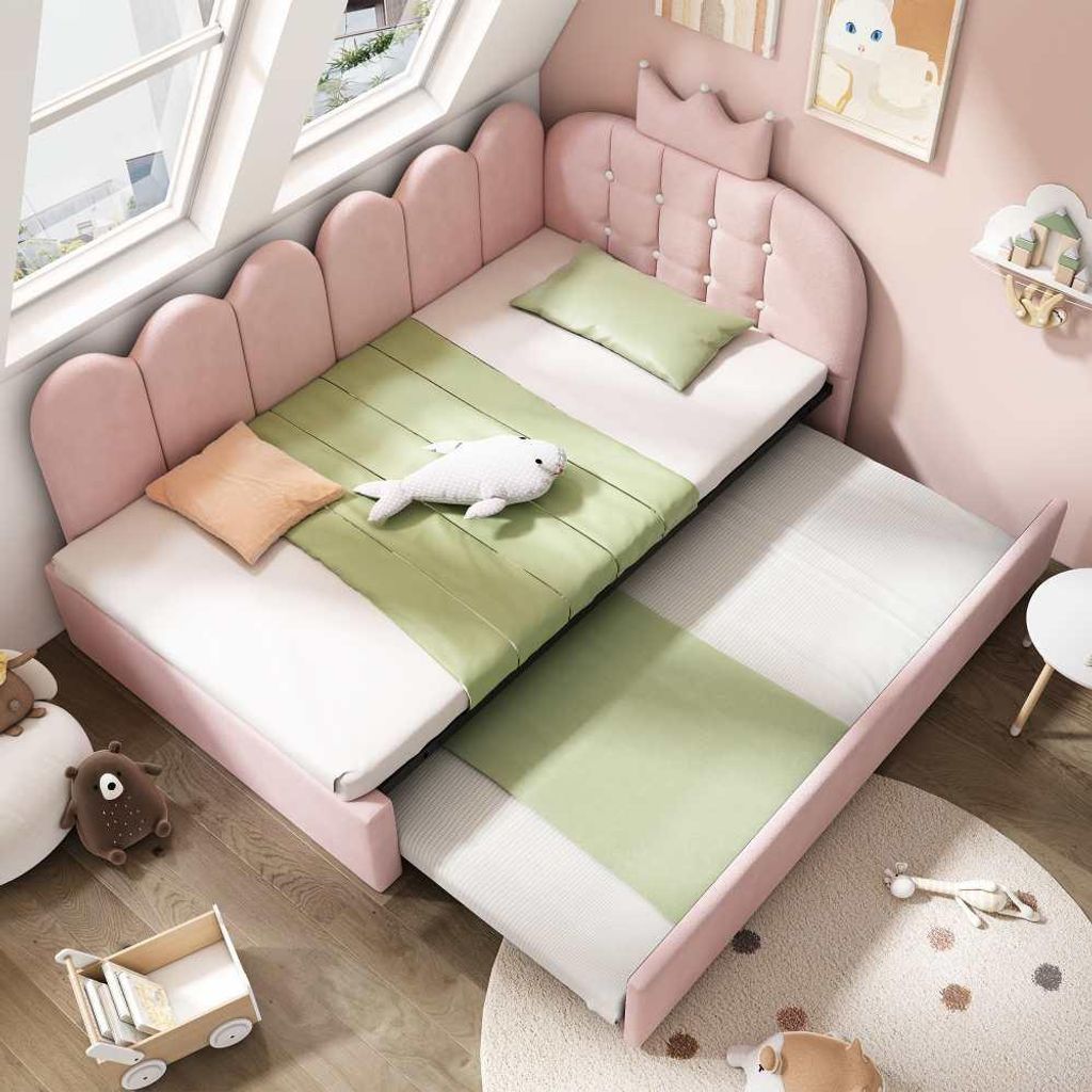 Polsterbett Tagesbett, Sofa Bett aus Samt mit Stauraum und Produktbild 