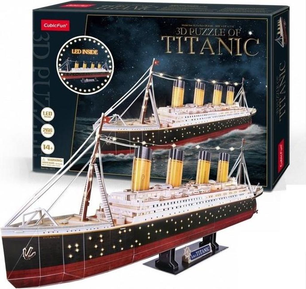 Cubic Fun Puzzle 3D avec LED Titanic 266 pièces Image du produit 