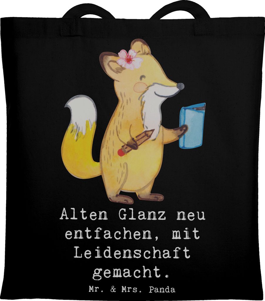 Mr. & Mrs. Panda Tote Bag Polsterin Glanz - Schwarz - Geschenk, Shopping Tasche, Möbel Restaurieren, Tragetasche, Beruf, Polsterarbeit, Polsterarb...