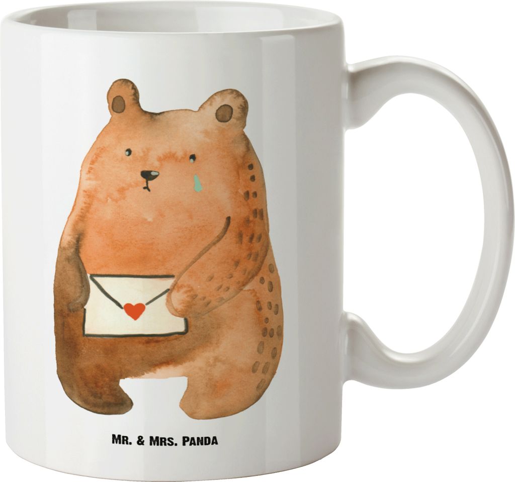 Mr. & Mrs. Panda Teepott Bär Liebesbrief - Weiß - Geschenk, Keramikbecher, Teddy, Sehnsucht, Große Tasse, Pott, Henkeltasse, weisse, Freundin, H...