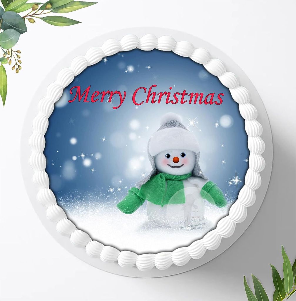 Für die Geburtstags Torte ein Tortenaufleger, Zuckerbild mit dem Motiv: Weihnachten, Essbares Foto für Torten, Fondant, Ø 20cm, 0006w