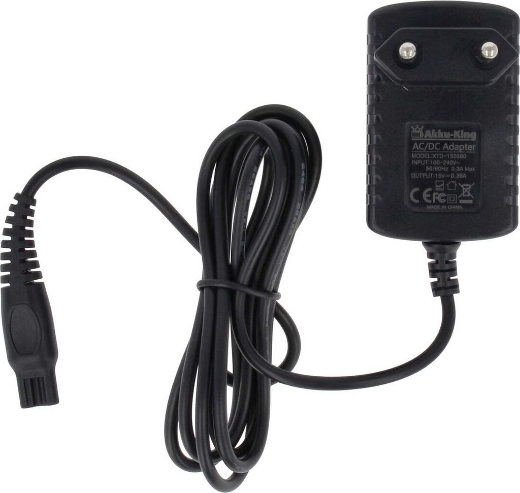 Netzteil 100V-240V (15V/0.36A) für Philips Rasierer der HQ-, HS-, RQ-, AT-, PT-Serie - ersetzt CRP136 Ladegerät Ladekabel