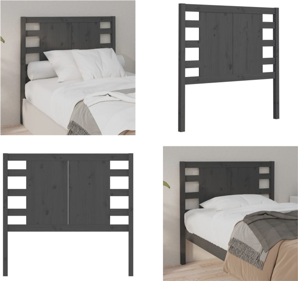 vidaXL Kopfteil Grau 106x4x100 cm Massivholz Kiefer - Kopfteil - Kopfteile - Bettkopfteil - Holzkopfteil