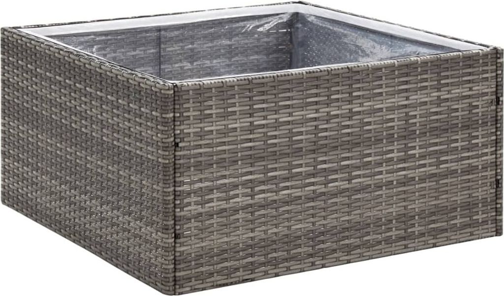 vidaXL Pflanzkübel Grau 80x80x40 cm Poly Rattan Produktbild 