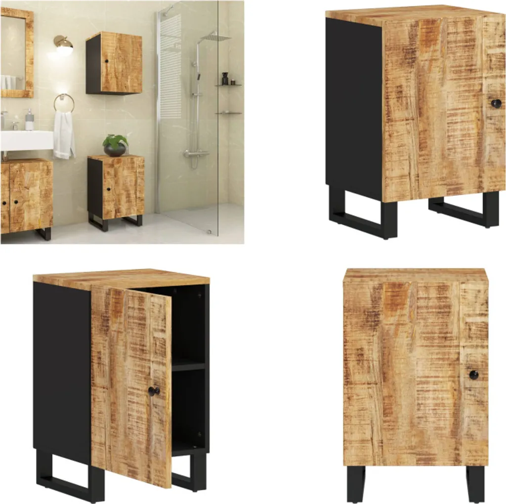 Meuble de salle de bain bas en bois massif de manguier style exotique