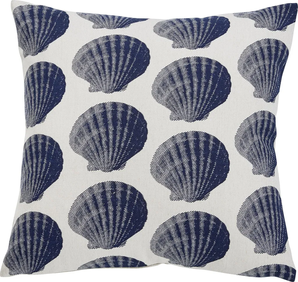 Housse de coussin Sealife Done motif marin bleu 45x45 cm en coton bio