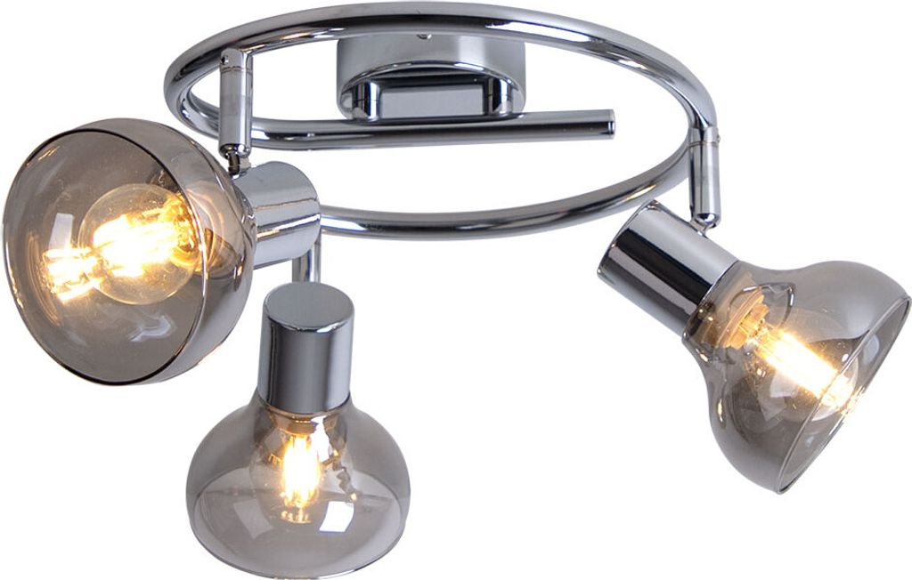 Deckenleuchte, Metall, Glas, Spots beweglich, 3 Flammig