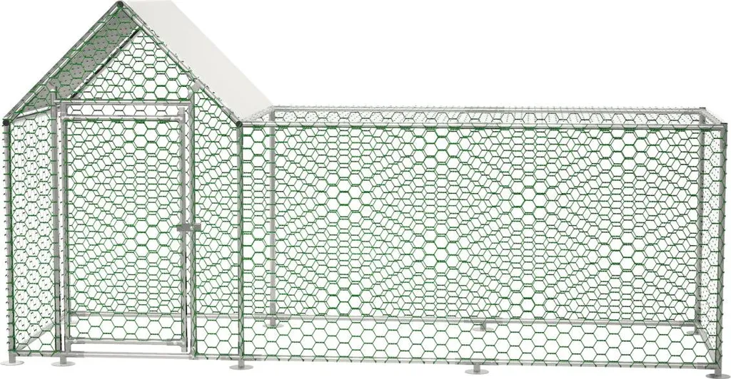 Pollaio Recinto da Esterno 3x1x1,5m Acciaio Zincato e Tetto PE Argento