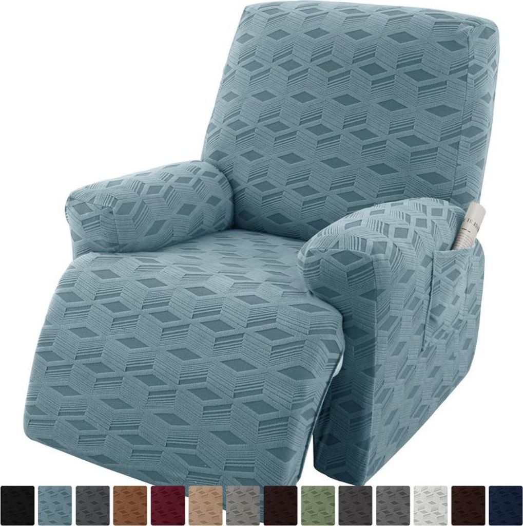 Hussen – Elastischer Sofabezug für Relaxsessel, 1-Sitzer (3-teilig), Himmelblau, Vollständiger Sofaschoner fürs Wohnzimmer