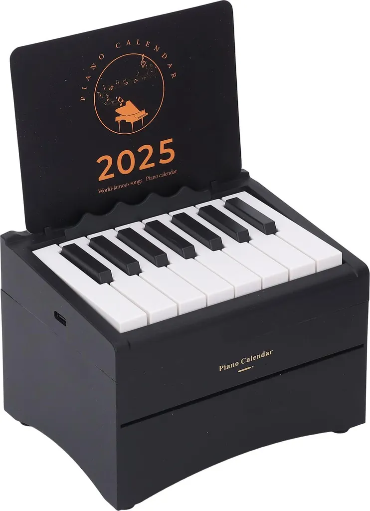 Calendrier Piano 2025 rechargeable, 52 partitions, Bluetooth et Noir