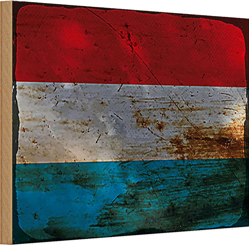 Holzschild Flagge Luxemburg 30x20cm Flag Luxembourg Rost