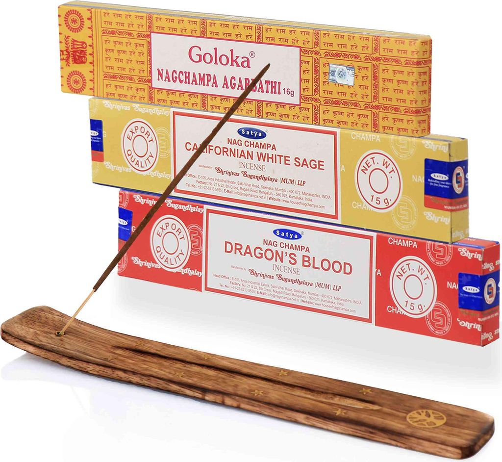 Räucherstäbchen Set – White Sage, Nag Champa & Dragon’s Blood + Halter