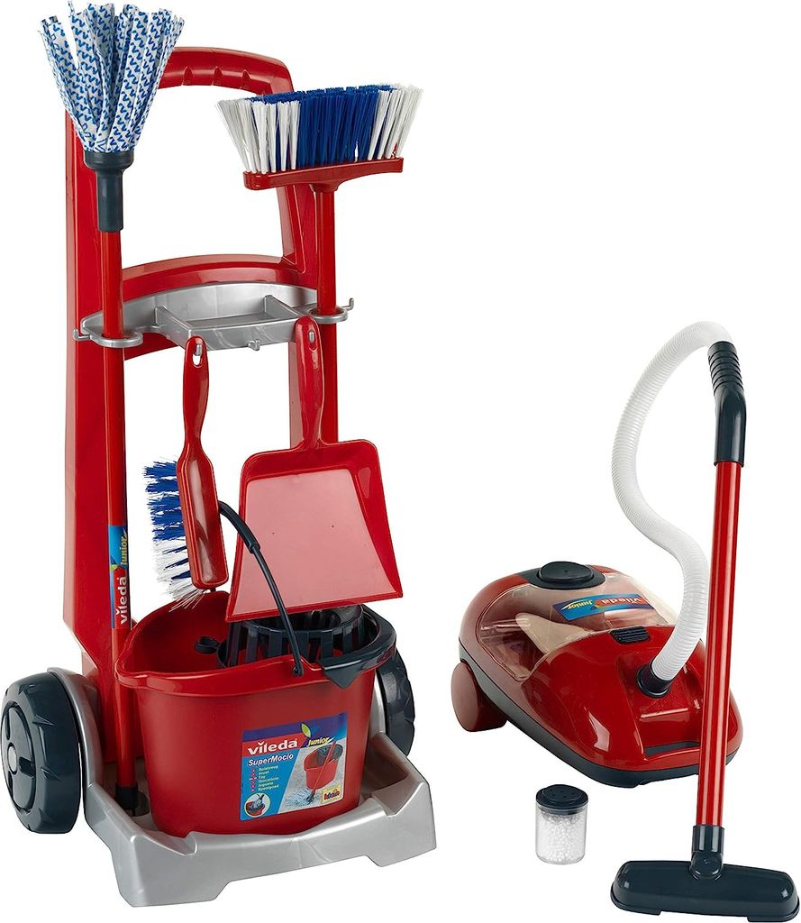 Theo Klein Vileda cleaning trolley + vakuum cleaner - Rot Produktbild 1