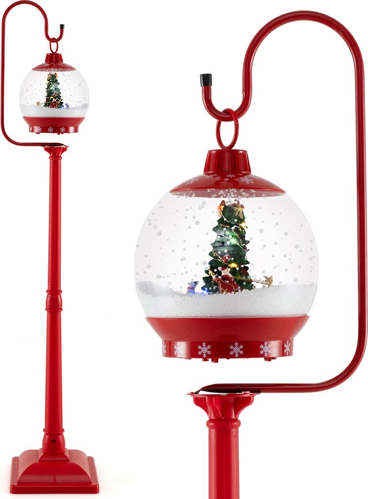 GOPLUS 170cm Weihnachtslaterne, Weihnachten Wegeleuchte tonaktiviert mit LED-Lichtern, Weihnachtsmusik und Schneefunktion, Weihnachts Straßenlampe...