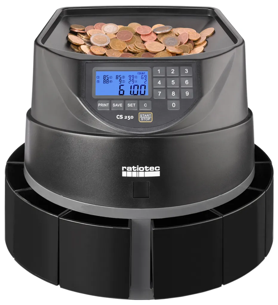 Ratiotec Coinsorter CS 250 Compteuse de Pièces Euro Anthracite Robuste