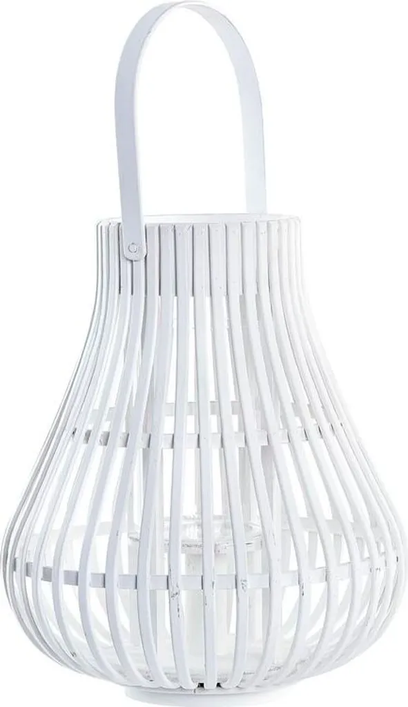 Lanterne Blanche Moderne pour Ambiance Zen - Bambou et Métal 30 cm