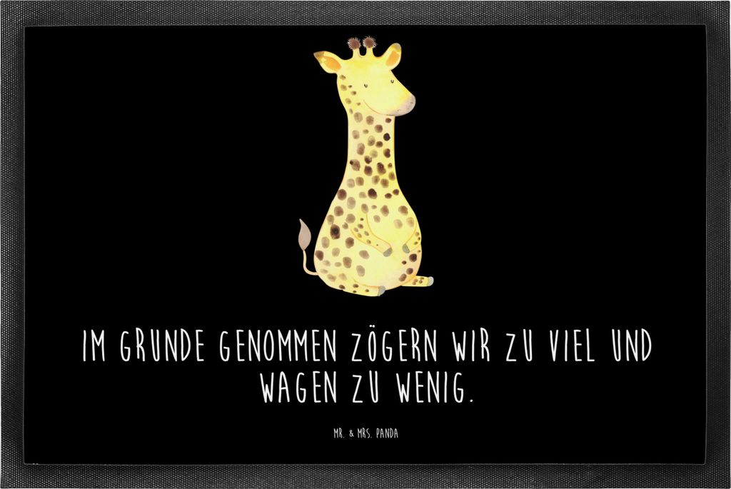 Mr. & Mrs. Panda Schuhabstreifer Giraffe Zufrieden 50 x 75 cm - Schwarz - Geschenk, Outdoor-Matte, Glück, Abenteuer, Fußabtreter, Afrika, Schmutz...