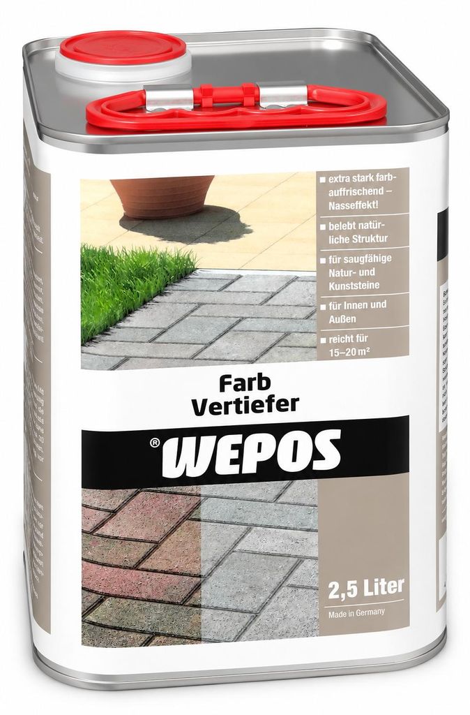 WEPOS Farbvertiefer 2,5 Liter | Steinimprägnierung & Schutz Produktbild  KI-generiertes Bild