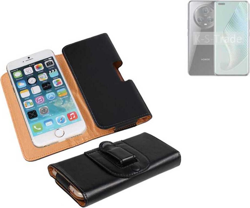 K-S-Trade Schützhülle Handyhülle kompatibel mit Honor Magic5 Pro Holster Gürtel Tasche Schutzhülle Handy-Tasche Smartphone Case Seitentasche