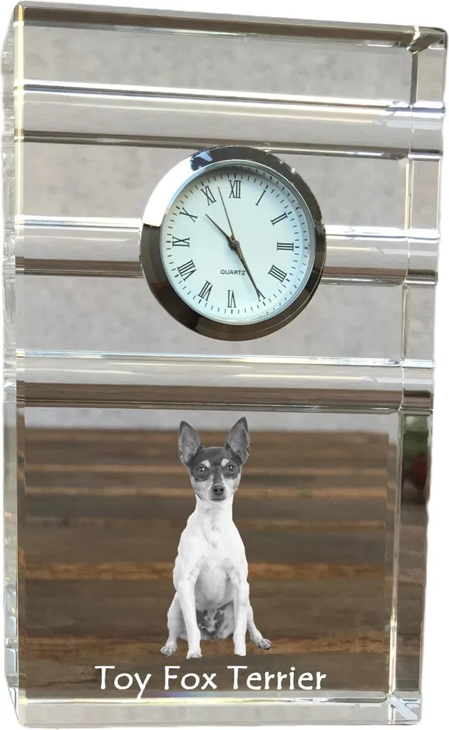 Art-Dog Horloge en verre Toy fox-terrier avec photo en cristal de chien
