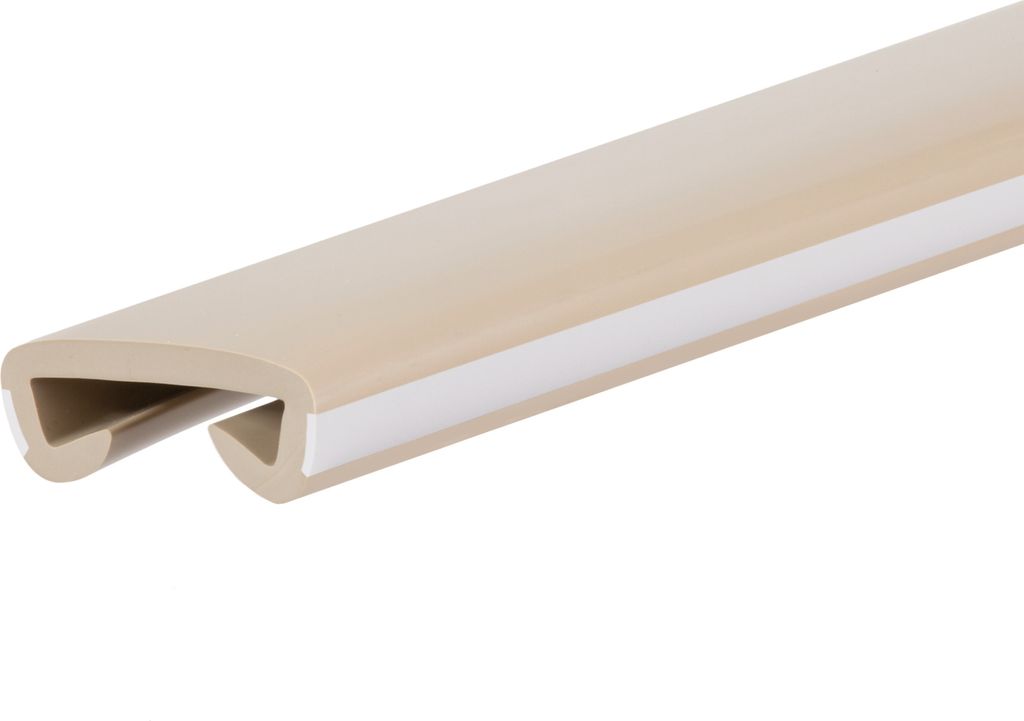 QUEST Handlauf PVC, Treppenhandlauf 40x8 mm, Kunststoffhandlauf, Handlaufverkleidung LUX, Rutschfest, weiß, 1 m