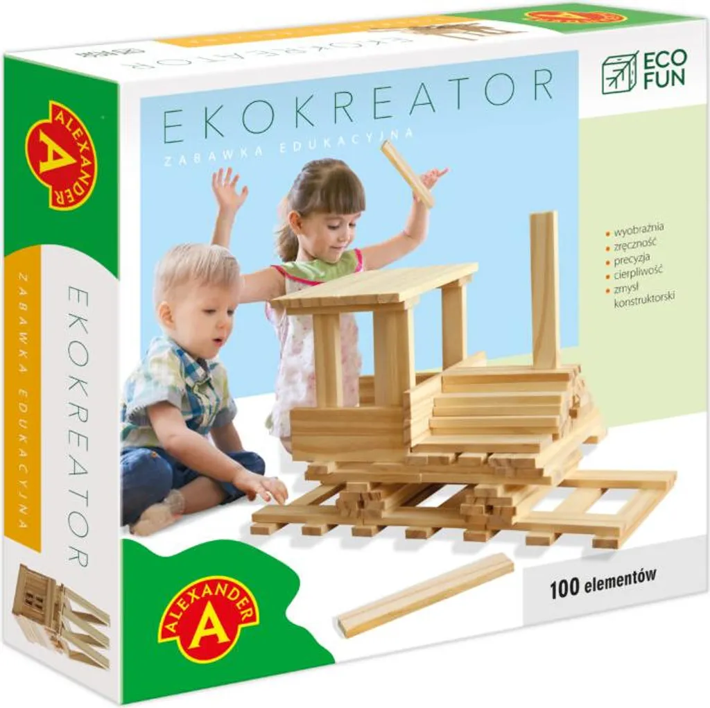 Jeu créatif Eco Fun Eco-créateur 100 pièces bois et carton Alexander