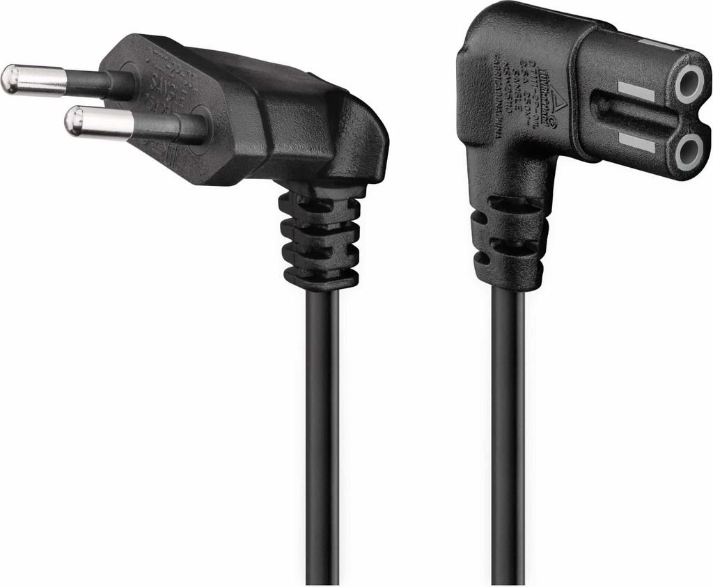 Two angled power cords are shown against a white background.