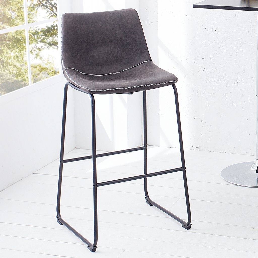 Design Barhocker DJANGO vintage grau mit Eisengestell Produktbild 