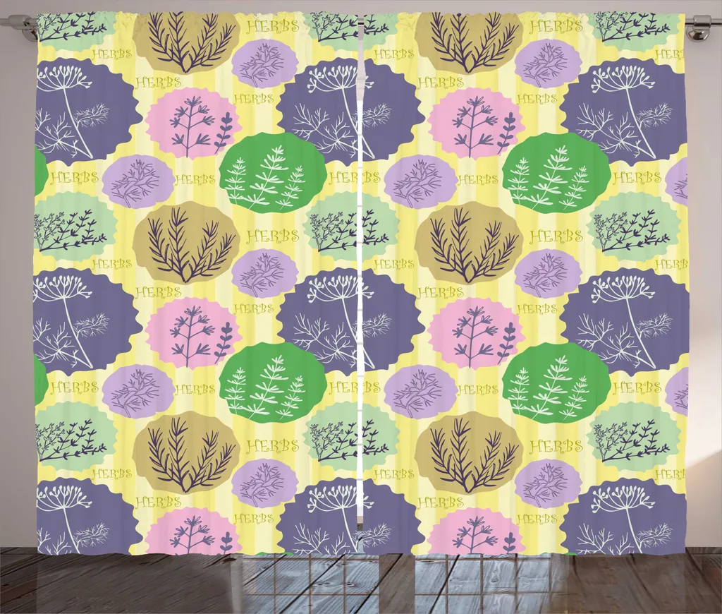 Rideau botanique universel pastel ABAKUHAUS avec boucles 280x225cm