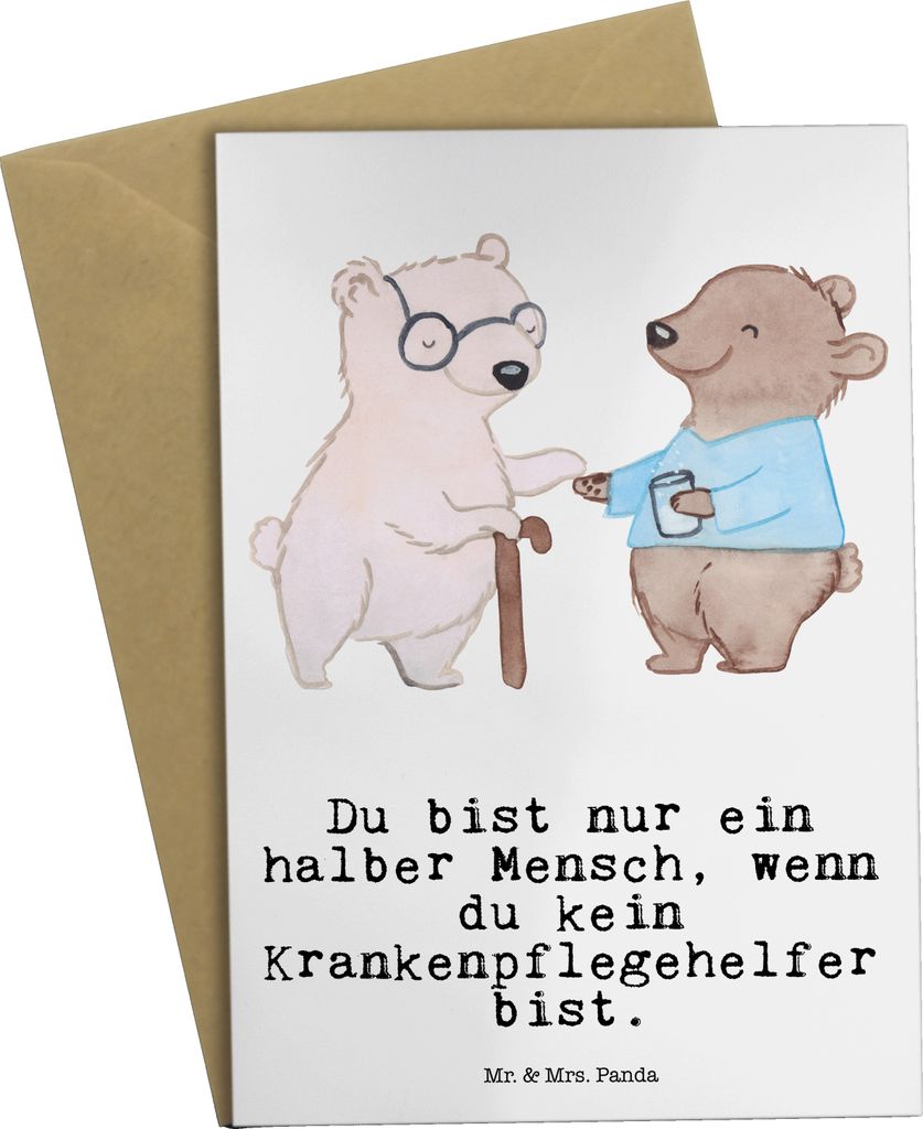 Mr. & Mrs. Panda Grußkarte Krankenpflegehelfer Herz - Weiß - Geschenk, Spruch, einladungskarten, Ausbildung, Beruf, osterkarte, Lustig, osterkart...
