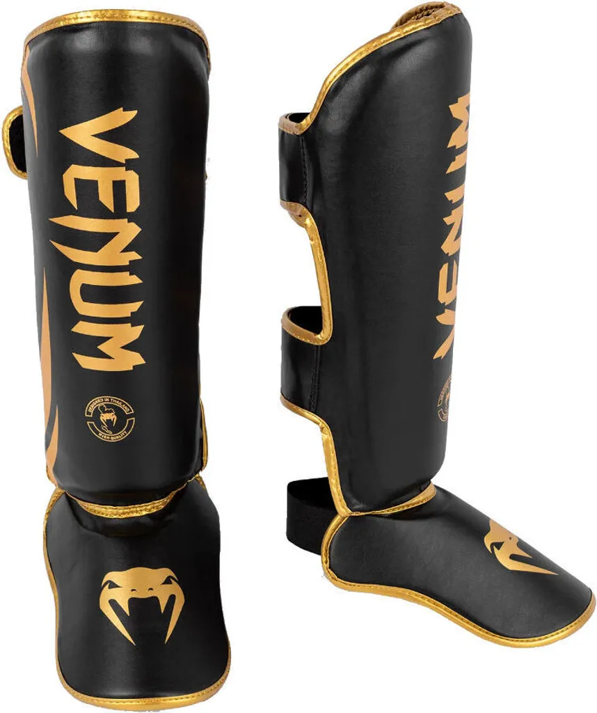 Venum 2050-126-M Protège-Tibias de Boxe et Arts Martiaux Noir et Or